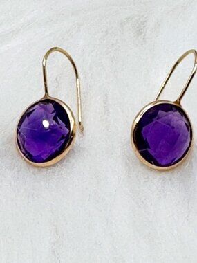 Stunning 14kt yellow gold and natural amethyst drop earrings in Marco Bicego box